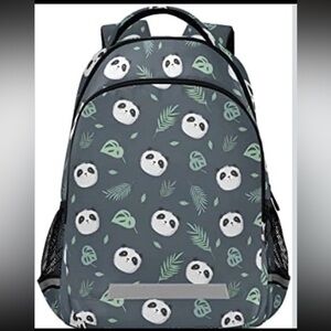 New Panda Print All Over Backpack 16" Black Travel Bag/School Backpack